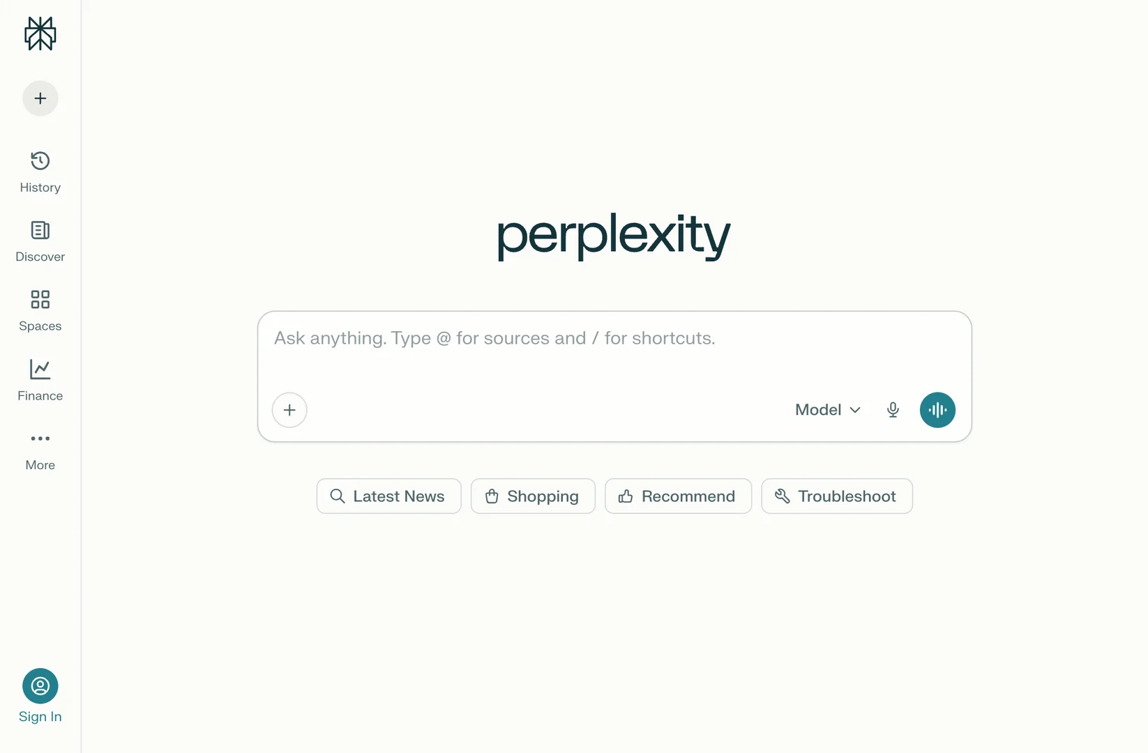 Perplexity — skärmbild